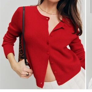 NEVER WORN Reformation red Clara cashmere cardigan